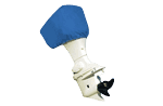 A Boat Motor with Blue Cover
