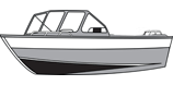 Aluminum fishing boat with high windshield mounted forward