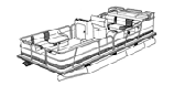 Pontoon with bimini top and rails that fully enclose deck