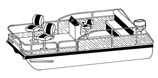Pontoon with low rails or fishing chairs at aft end of deck