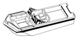 Tri-hull runabout boat with windshield and bow rails
