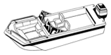 Tri-hull runabout boat with windshield and bow rails
