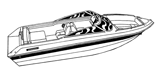 V-hull runabout boat with windshield and bow rails