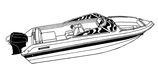 V-hull runabout boat with windshield and bow rails