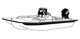 Center console bay style fishing boat with shallow draft hull