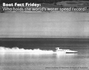 Ken Warby and the Spirit of Australia skimming across the water