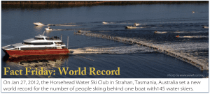 Photo of world record: most water skiers skiing behind one boat