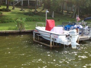 red center console cover on a boston whaler