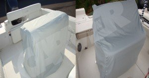 light gray Carver leaning post cover for boat