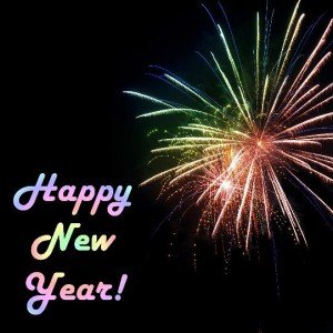Happy New Year with colorful fireworks
